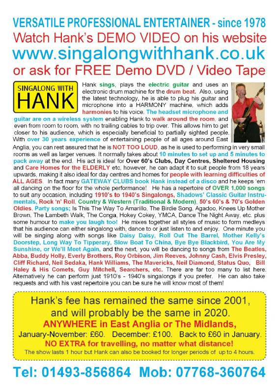 Singalong with Hank flyer (back)
